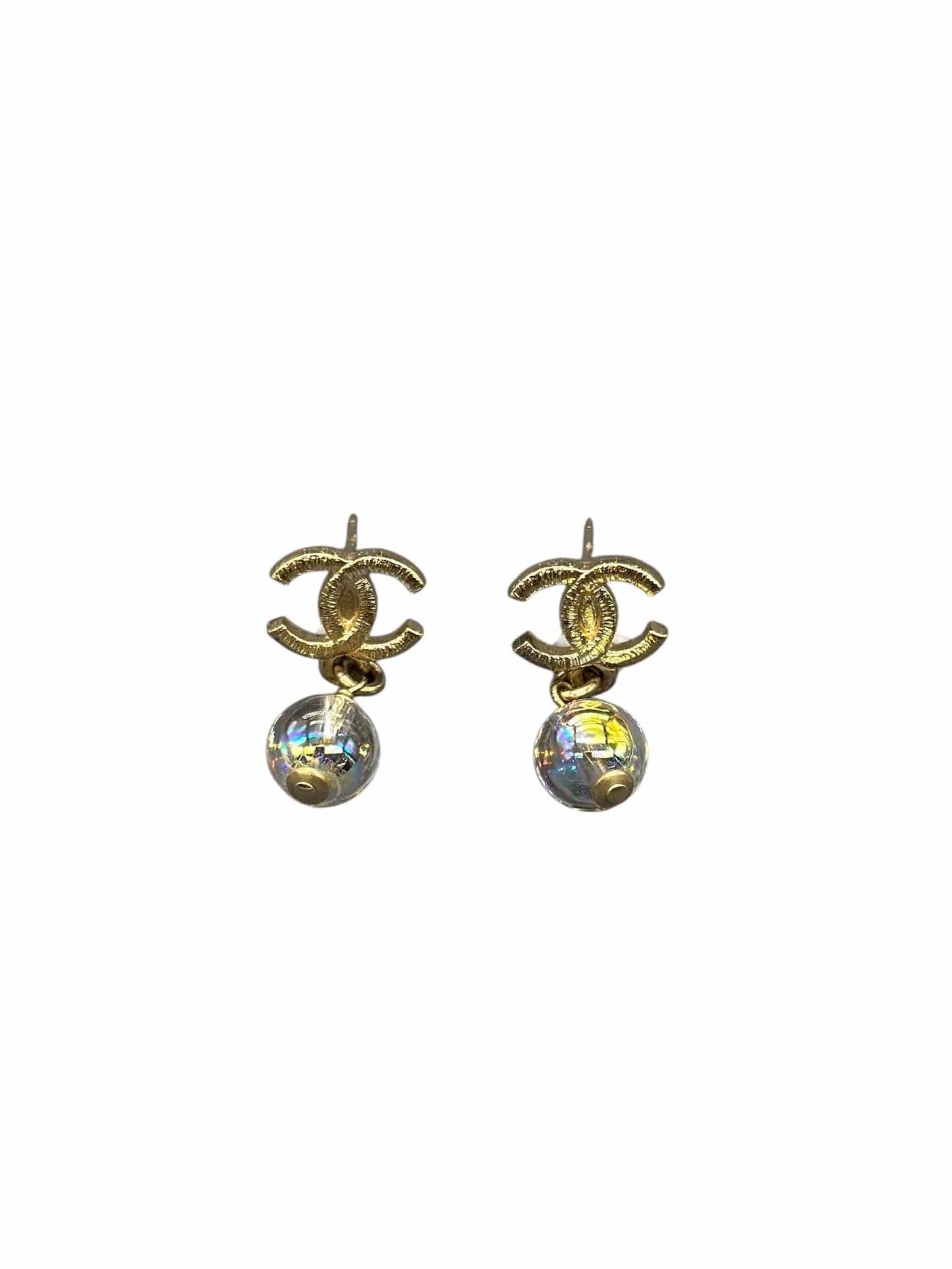 Chanel CC Logo Drop Earrings