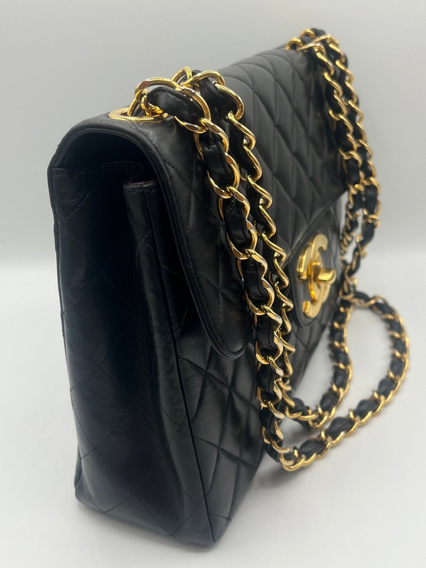 Chanel - grand sac classique vintage chocolat
