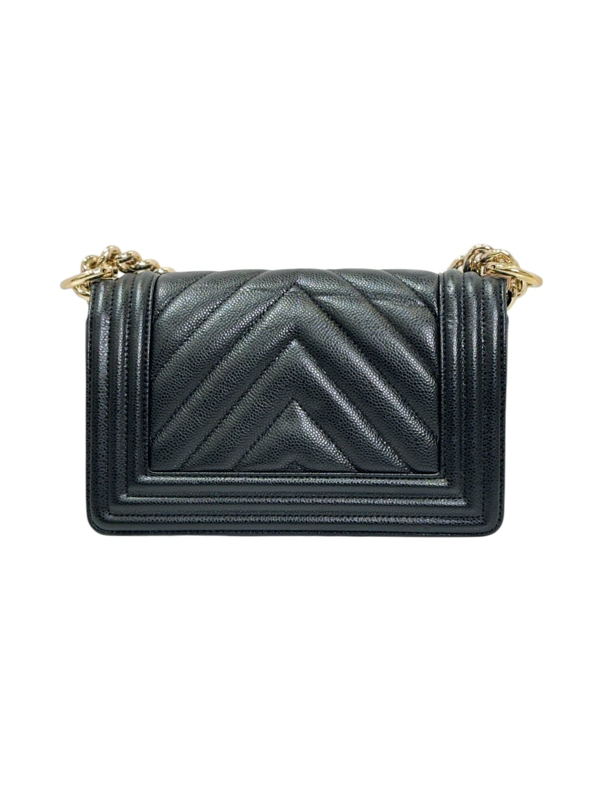 CHANEL SMALL BLACK BOY WITH CHEVRON STITCHING 122419A13