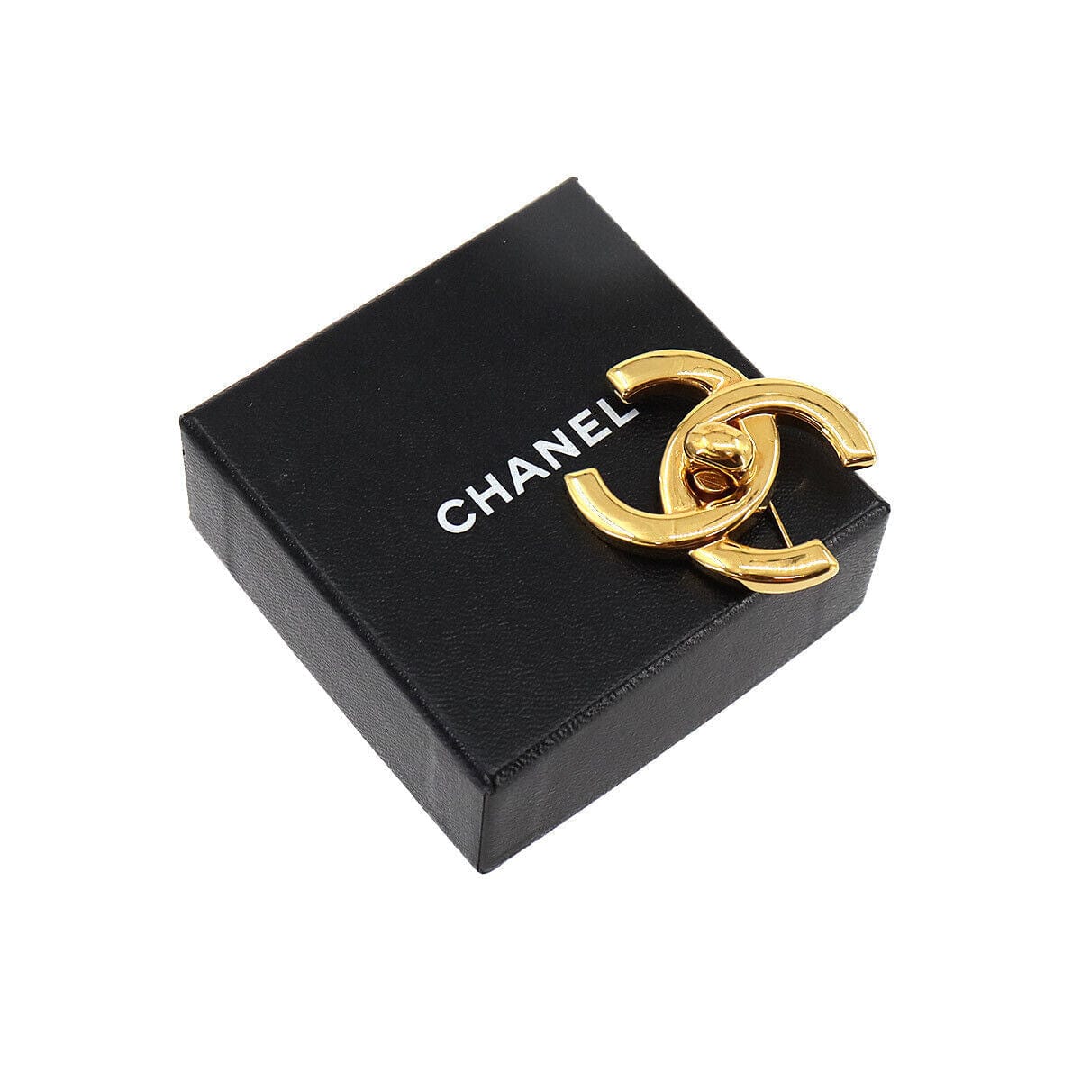 CHANEL Coco Mark Turn Lock Brooch Gold 96P Vintage Accessory 90255665
