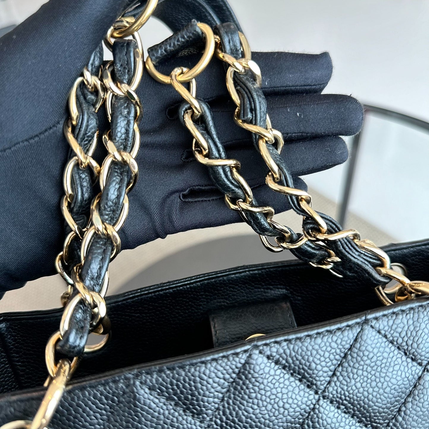 PST Caviar Petite Shopping Tote Black GHW No 10