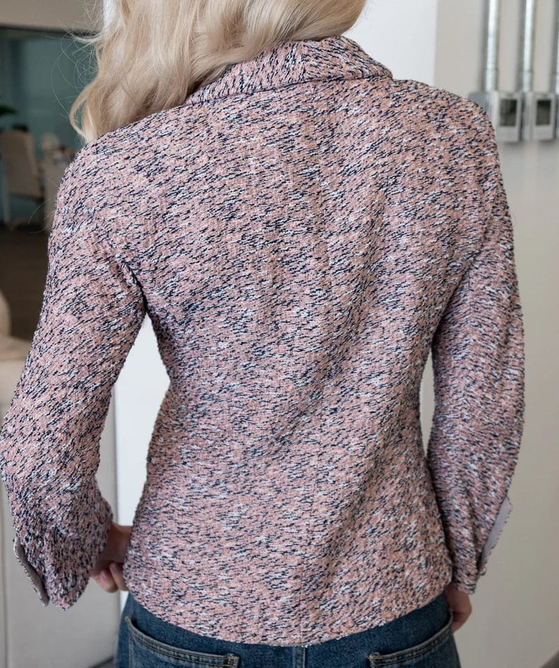 Chanel pink chain trim tweed jacket size 38 silver chain P40438W04668 RJC4508