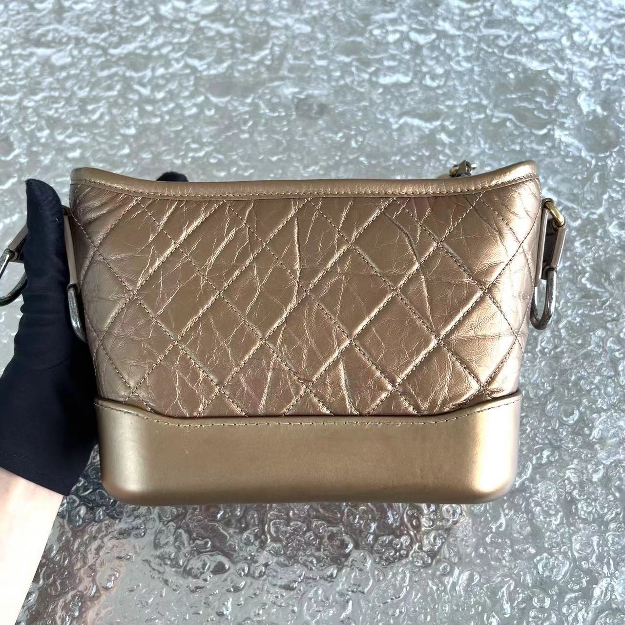 Chanel Gabrielle Small - Quilted Calfskin Bronze Gold Two-Tone Hardware Series 23