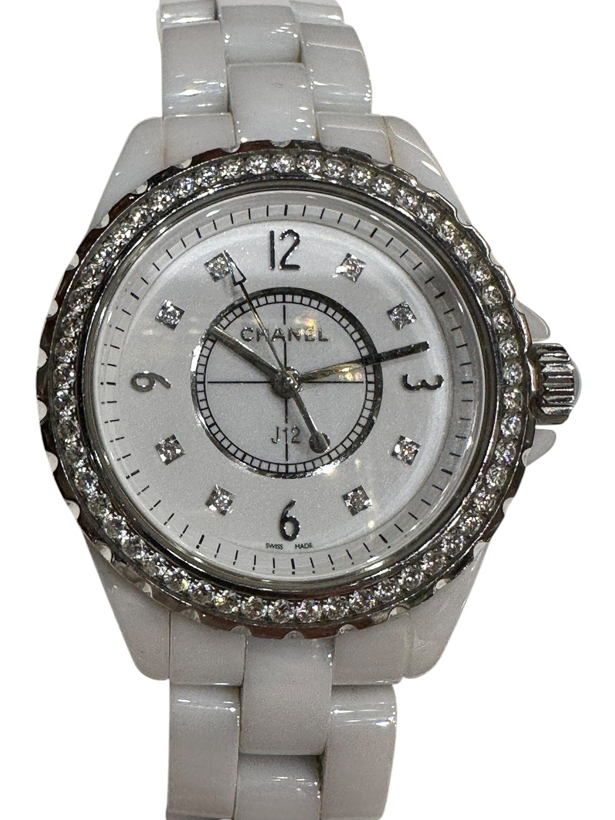 Chanel J12 White Ceramic with Diamond Bezel 31mm