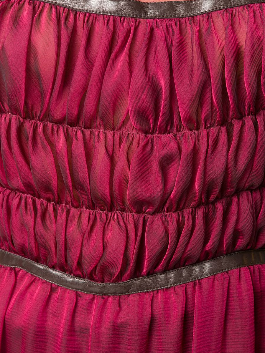 Silk Leather Trim Tulle Dress