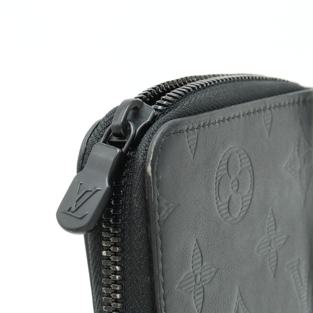 Louis Vuitton Monogram Shadow Zippie Wallet Vertical Round Long Wallet Leather Black M62902