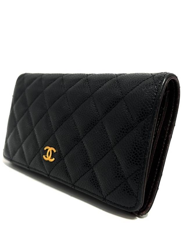 Caviar gold flap long wallet Chanel