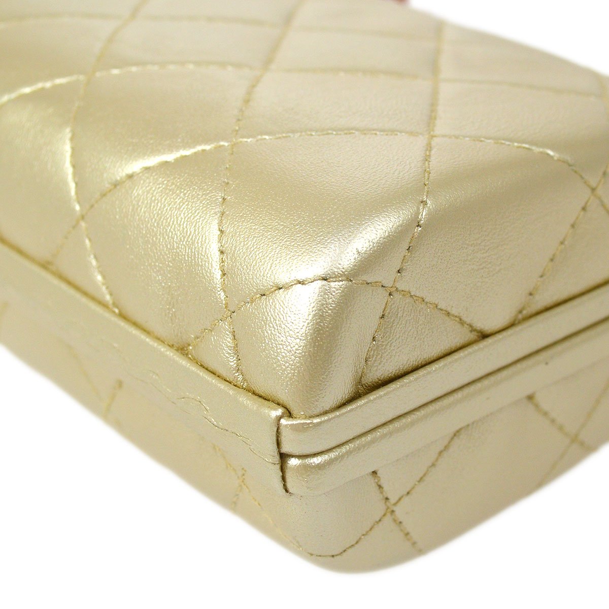 CHANEL 1996-1997 Gold Lambskin Kisslock Handbag