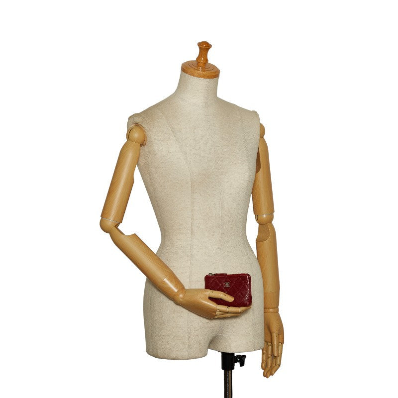 Chanel Matrases Cocomark Coin Cases Wine Red Leather CHANEL