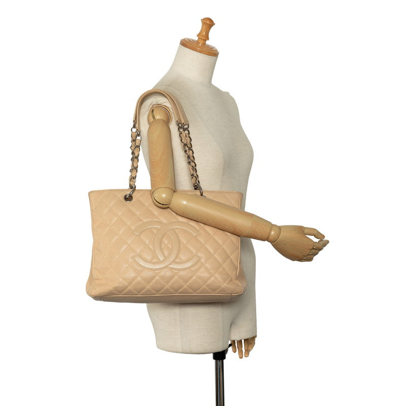 Chanel Matrasse Chain Tote Bag Beige Silver Caviar S Chanel