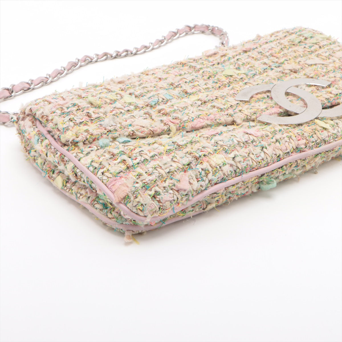 Chanel Coco Tweede Chain Shoulder Bag Multicolor Silver 9th