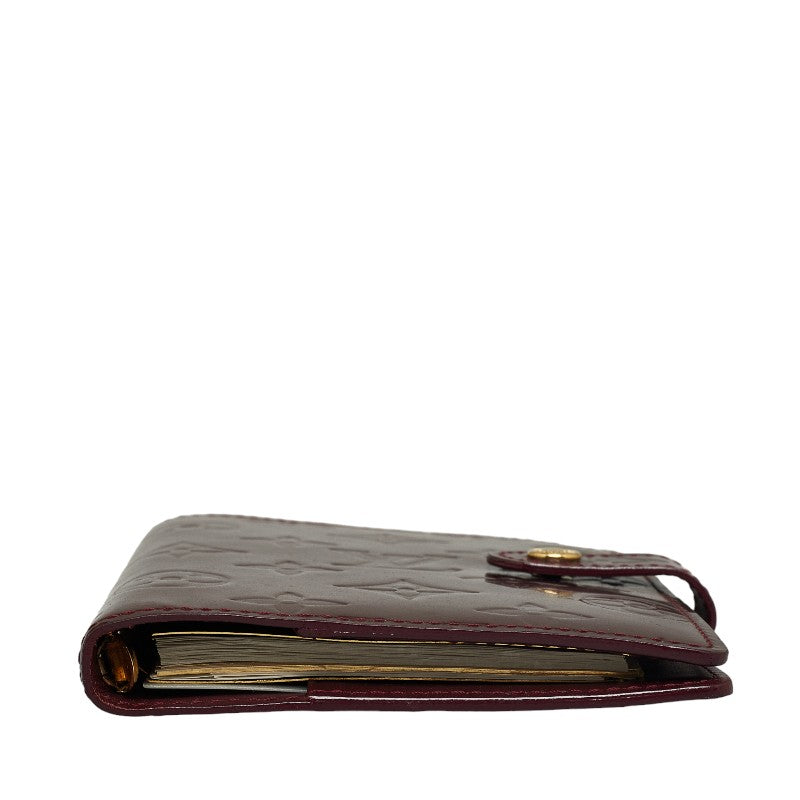 Louis Vuitton Monogram Verney Agenda PM Handbook Cover R21072 Amarant Brown Pearl Patent Leather Louis Vuitton