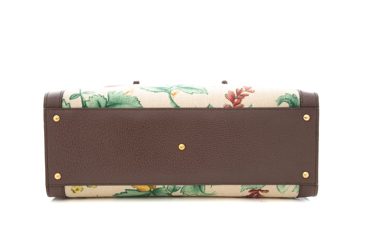 Gucci Brown & Multi Floral Diana Bamboo HandBag