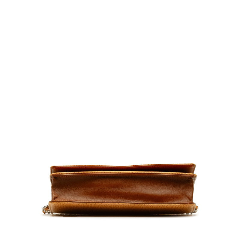 Chanel Coco Chain Wallet Shoulder Bag Orange Silver Caviar S CHANEL