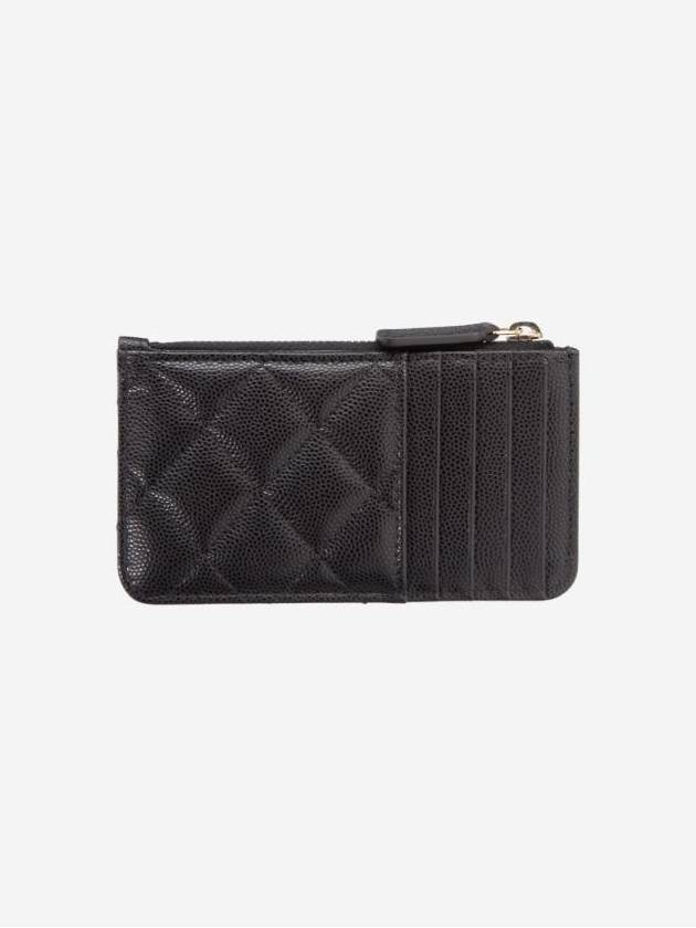 Classic Caviar Gold Hardware Zipper Card Wallet Black Chanel