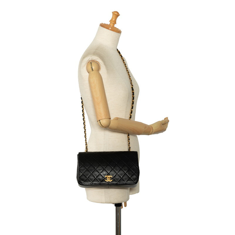 Chanel Mattress Chain houlder Bag Black Gold Lady Chanel