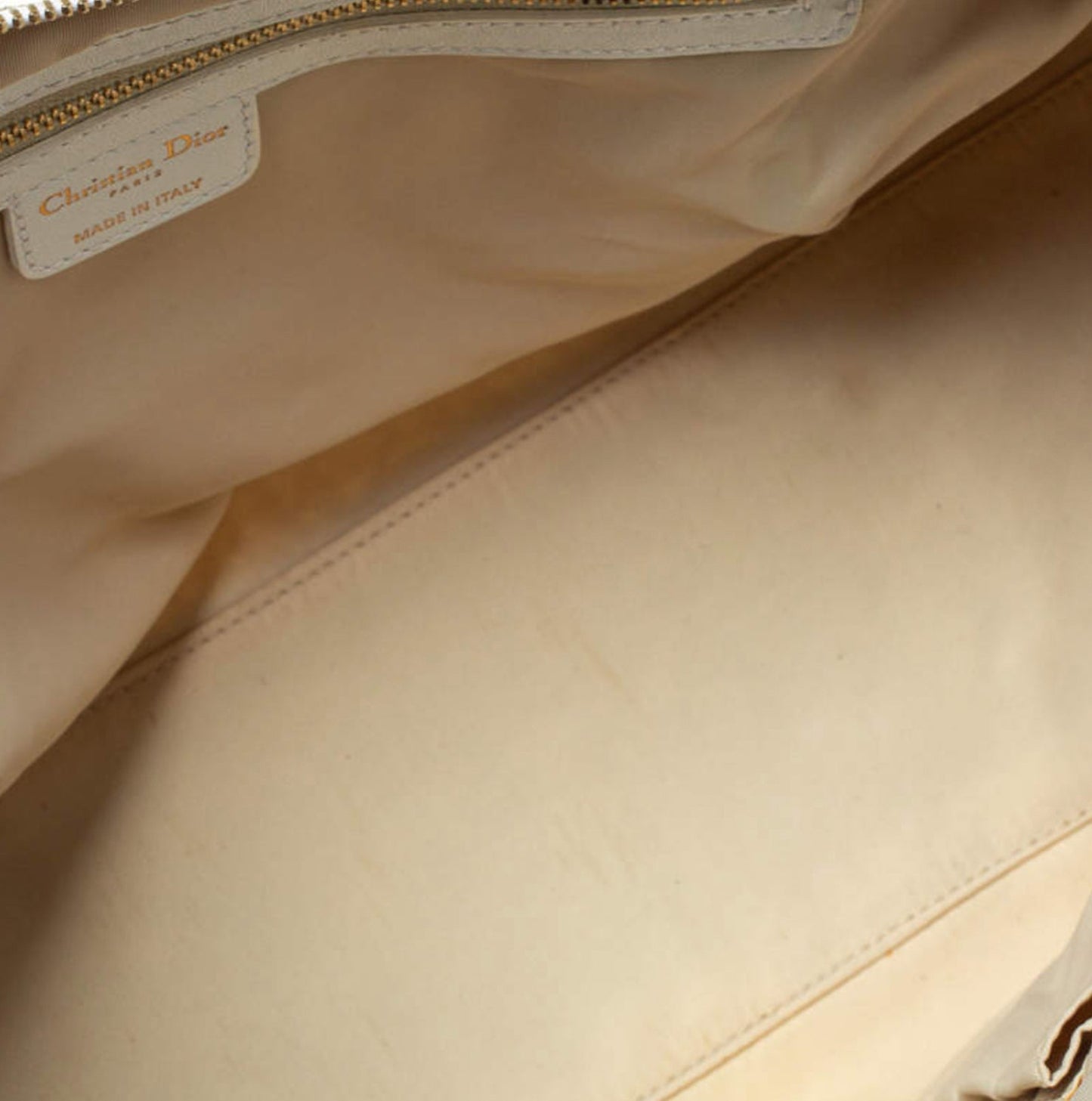 CHRISTIAN DIOR WHITE & BEIGE DIORISSIMO CANVAS SATCHEL