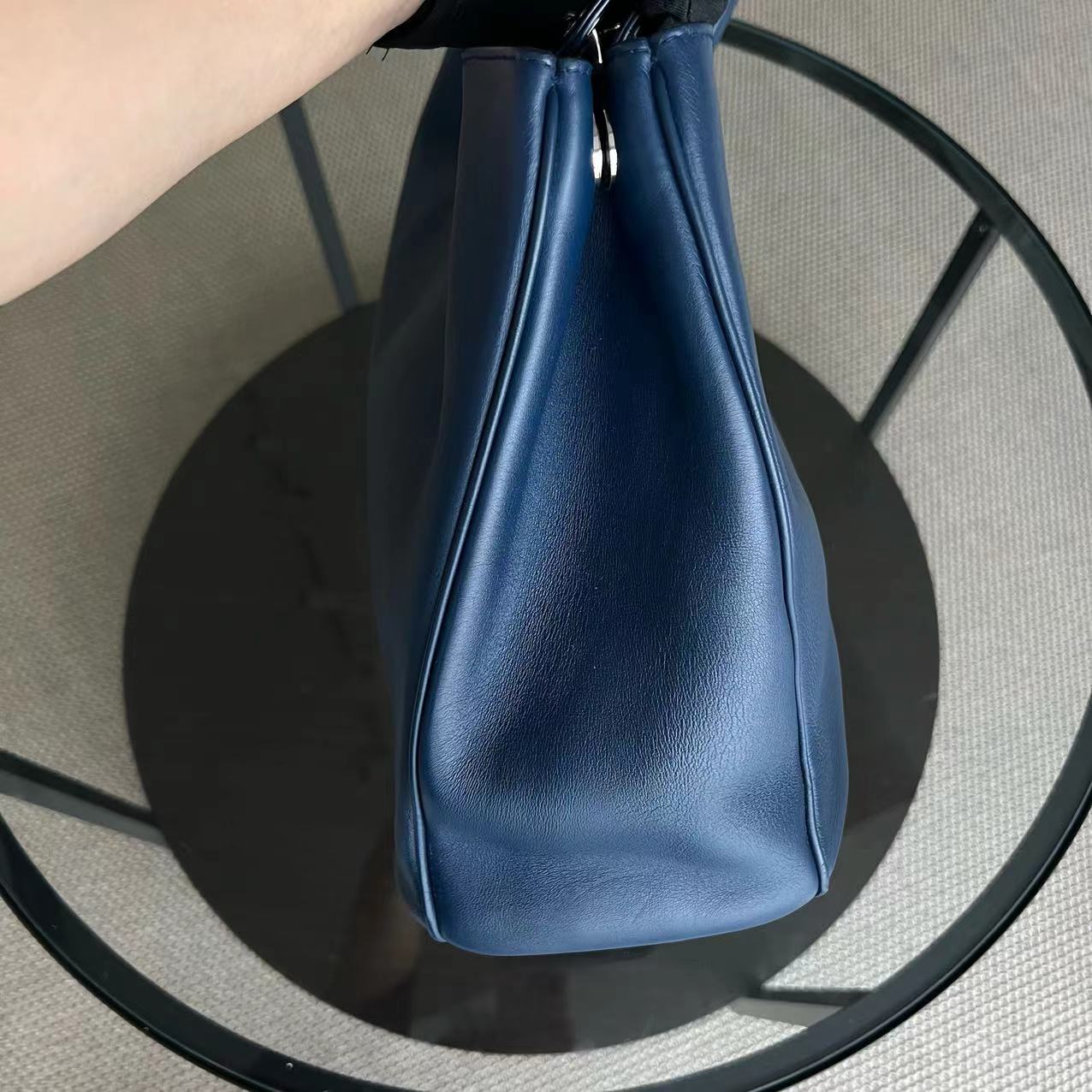 Diorissimo Large 38CM Smooth Calfskin Dark Navy Blue Silver Hardware