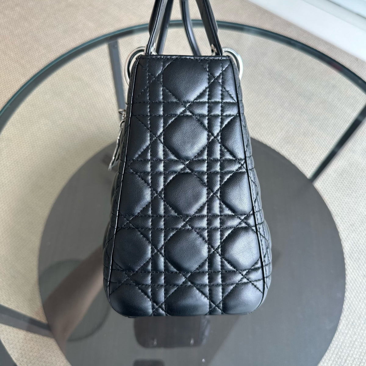 Lady Medium Cannage Lambskin Black SHW