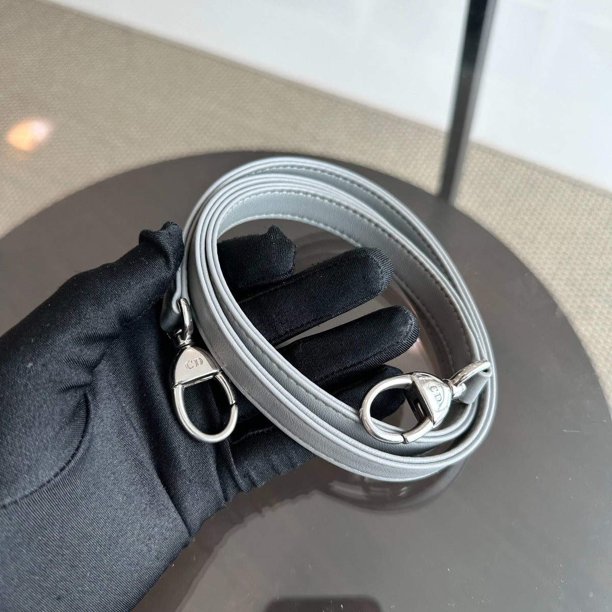 Lady Medium Lambskin Cannage Grey SHW