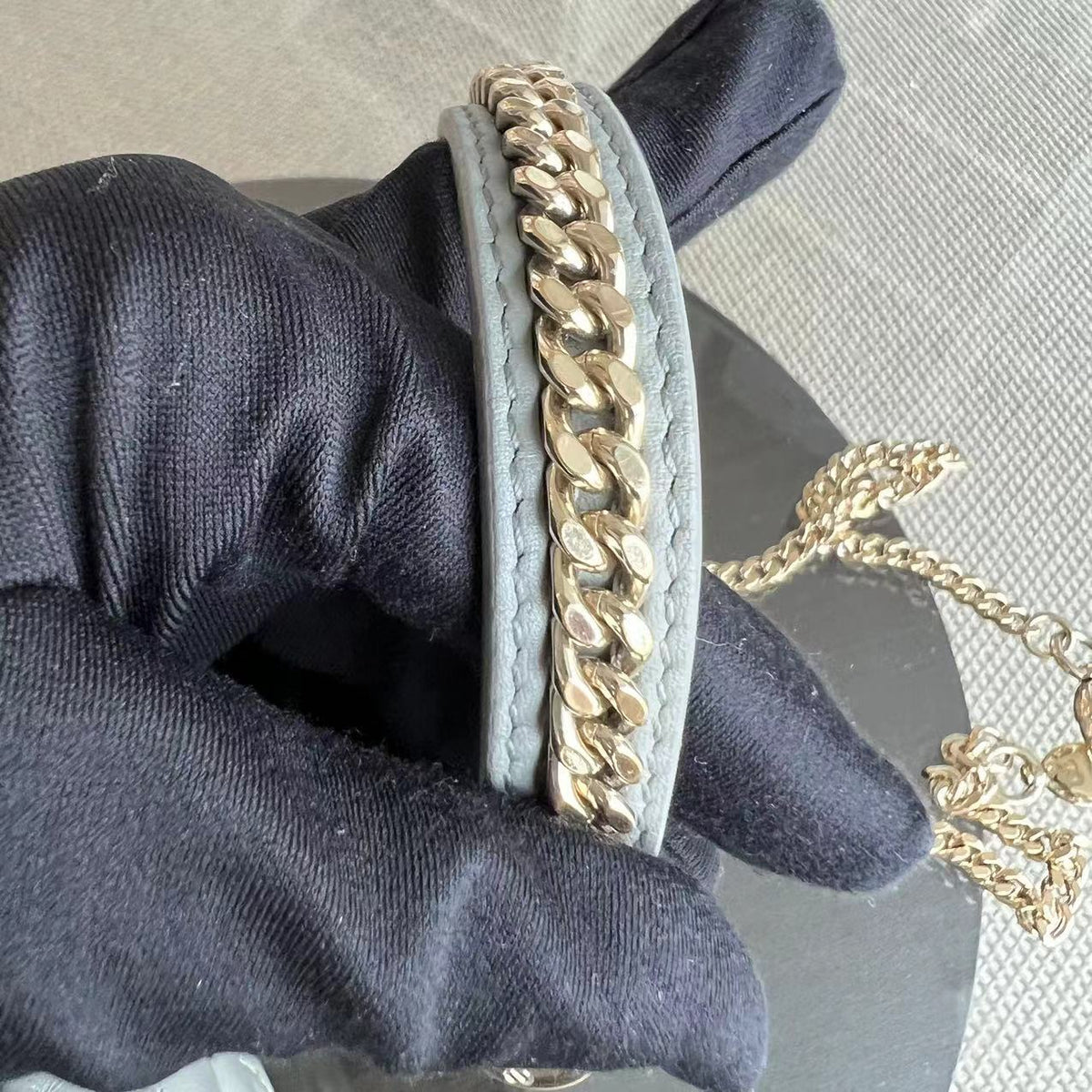 Lady Mini Cannage Lambskin Light Grey Gray Golden Hardware Chain Version