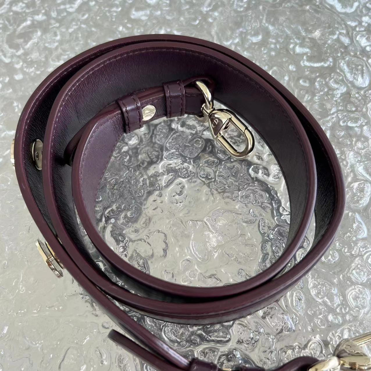 Lady Small Cannage Glazed Calfskin Burgundy Dark Red Golden Hardware ABC MyABC Charm Badge