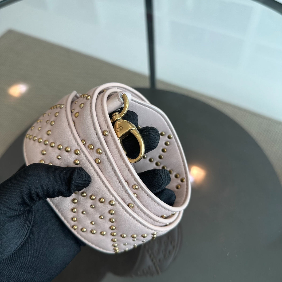 Lady Small Studded Soft Lambskin Leather Sakura Pink GHW