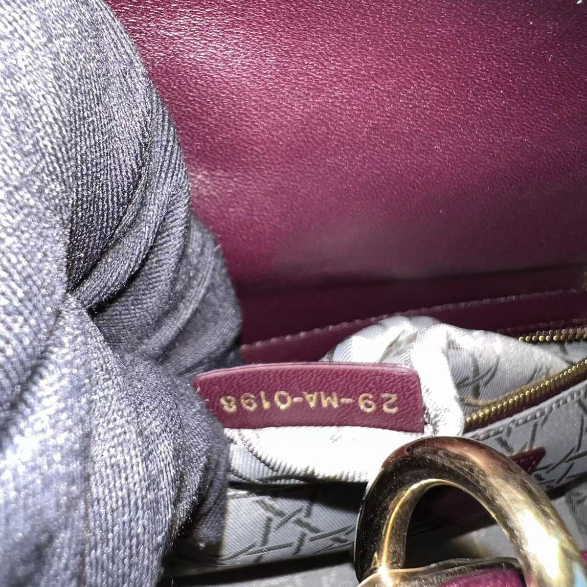 My Lady Small Cannage Lambskin Burgundy Red My ABC Charm Badge GHW