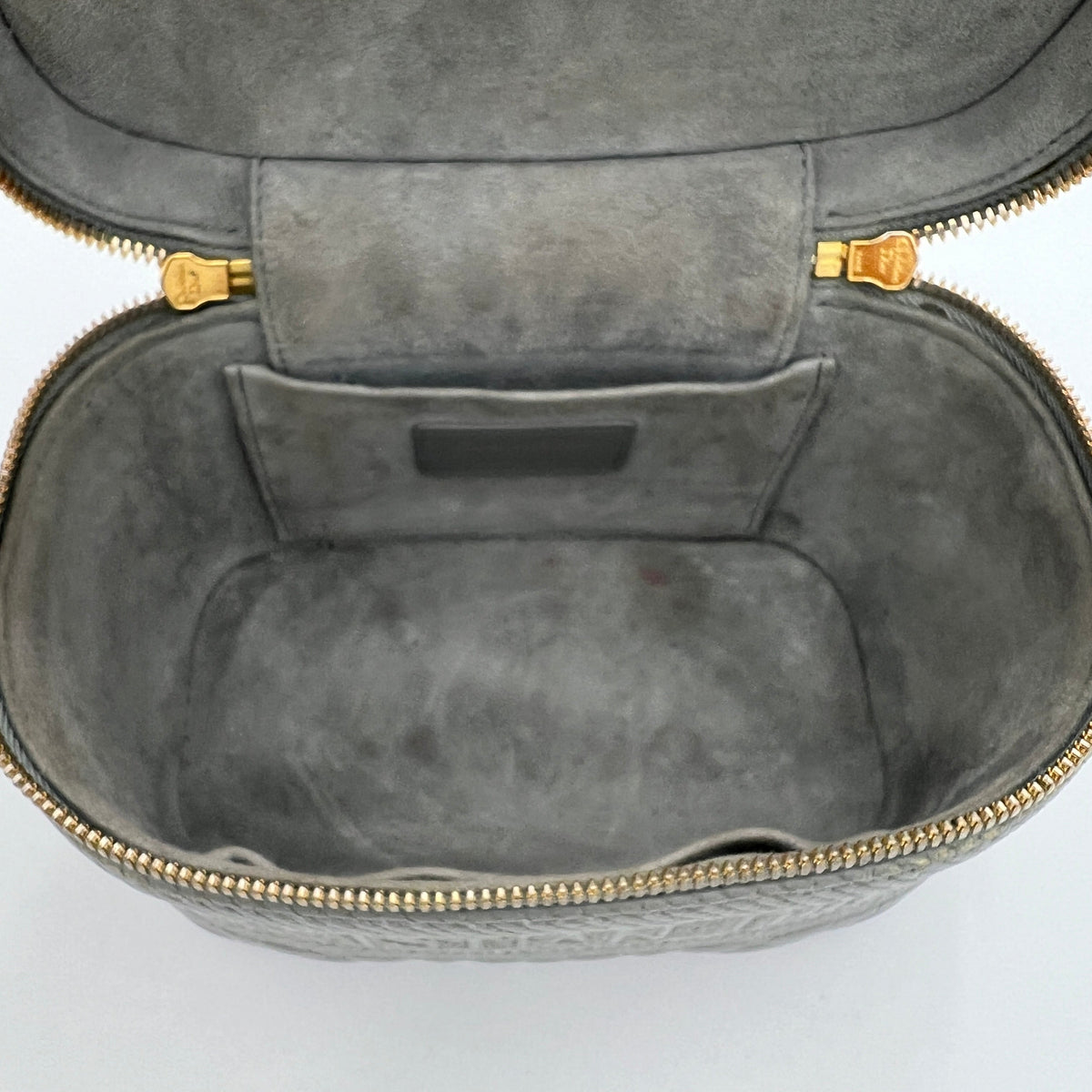 Travel Small Grey Vanity Bag in Lambskin, Gold hardware