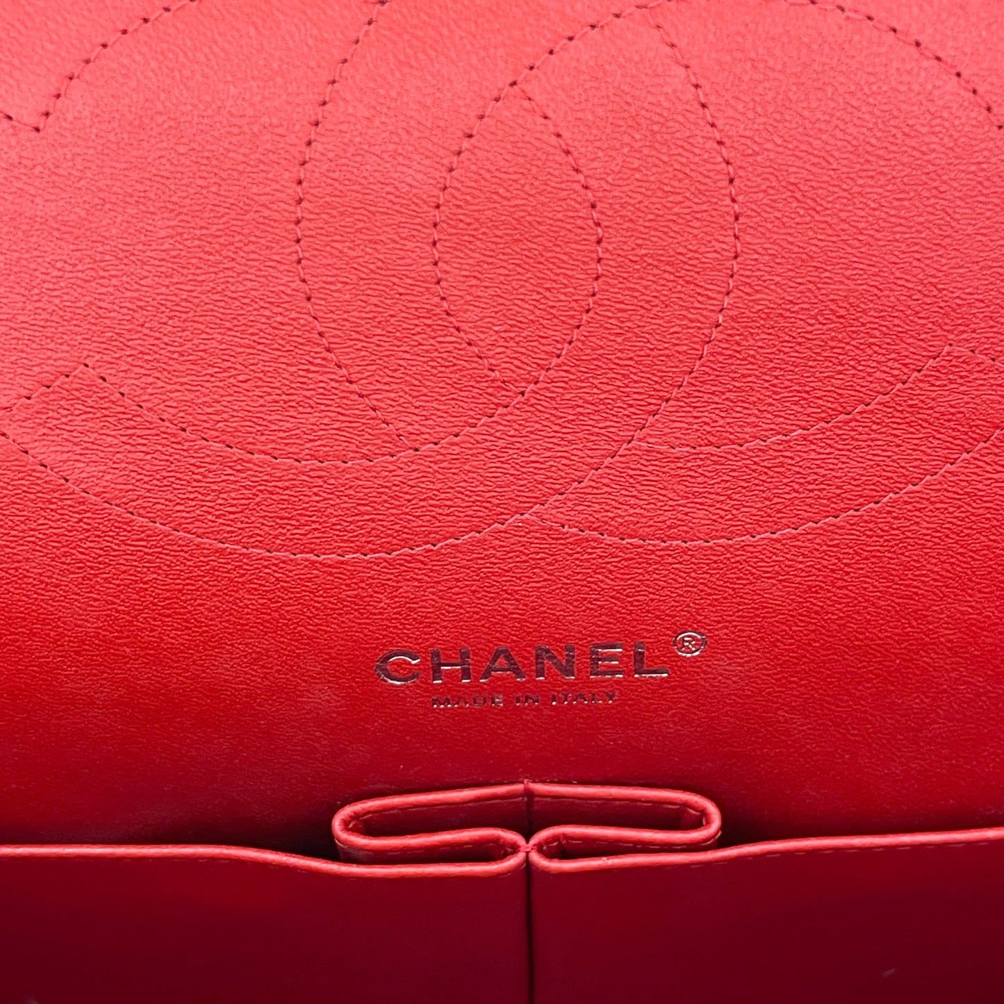 Classic Double Flap Jumbo Red Shoulder Bag in Lambskin, Silver hardware