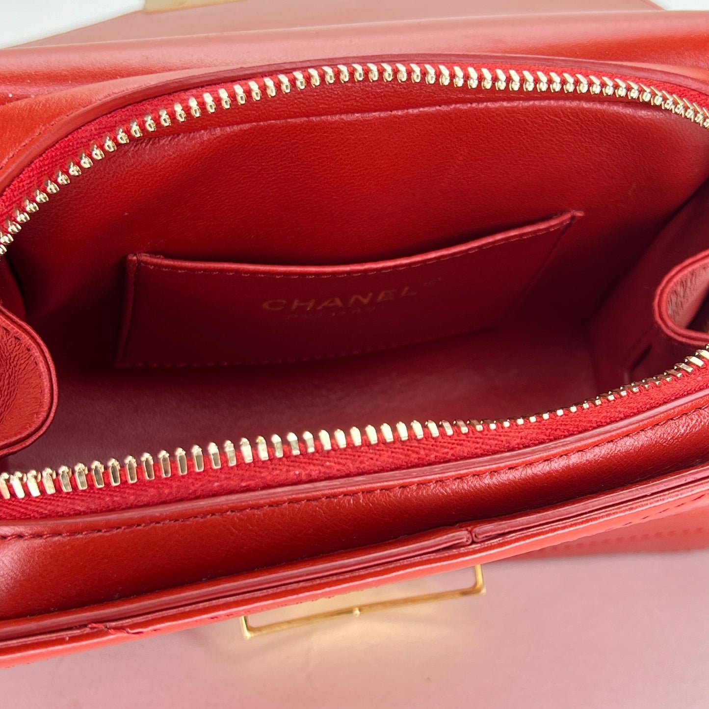 Chevron Medal Flap Orange Crossbody Bag in Calfskin, Gold hardware