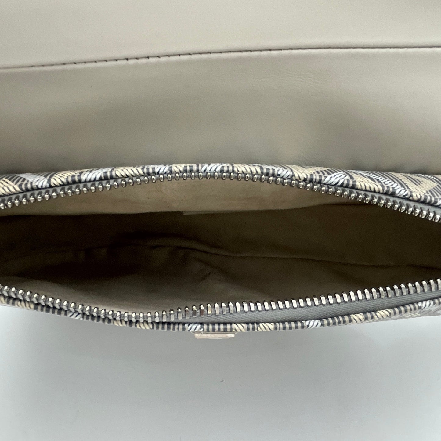 CD Diamond Saddle Grey Crossbody Bag in Coated Canvas, Silver hardware