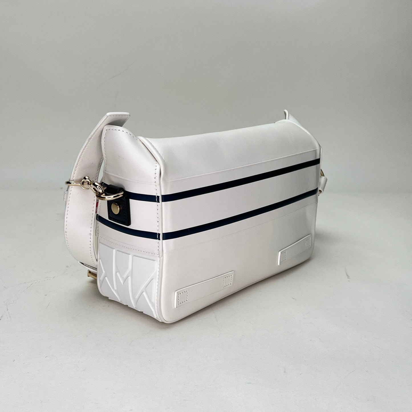 Diorcamp Small White Messenger Bag in Calfskin, Light Gold hardware