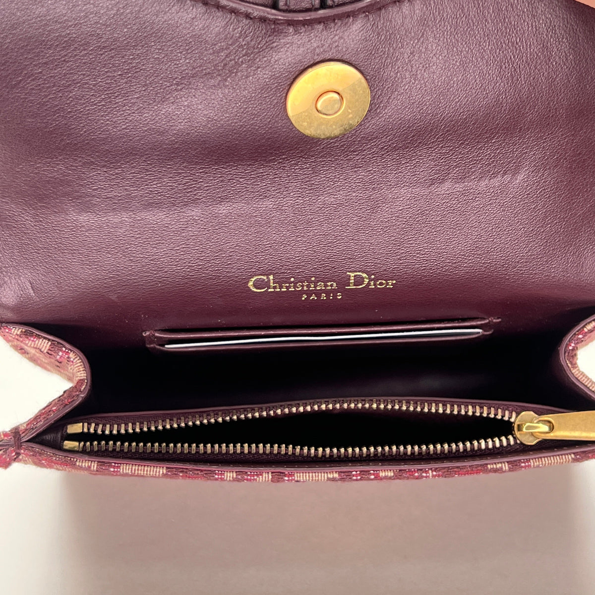 Oblique Saddle Maroon Belt Bag in Jacquard, Gold hardware