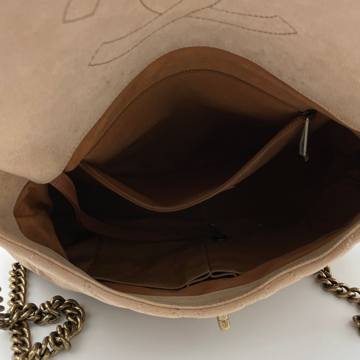Flap Bag One Size Beige Shoulder Bag in Lambskin, Gold hardware