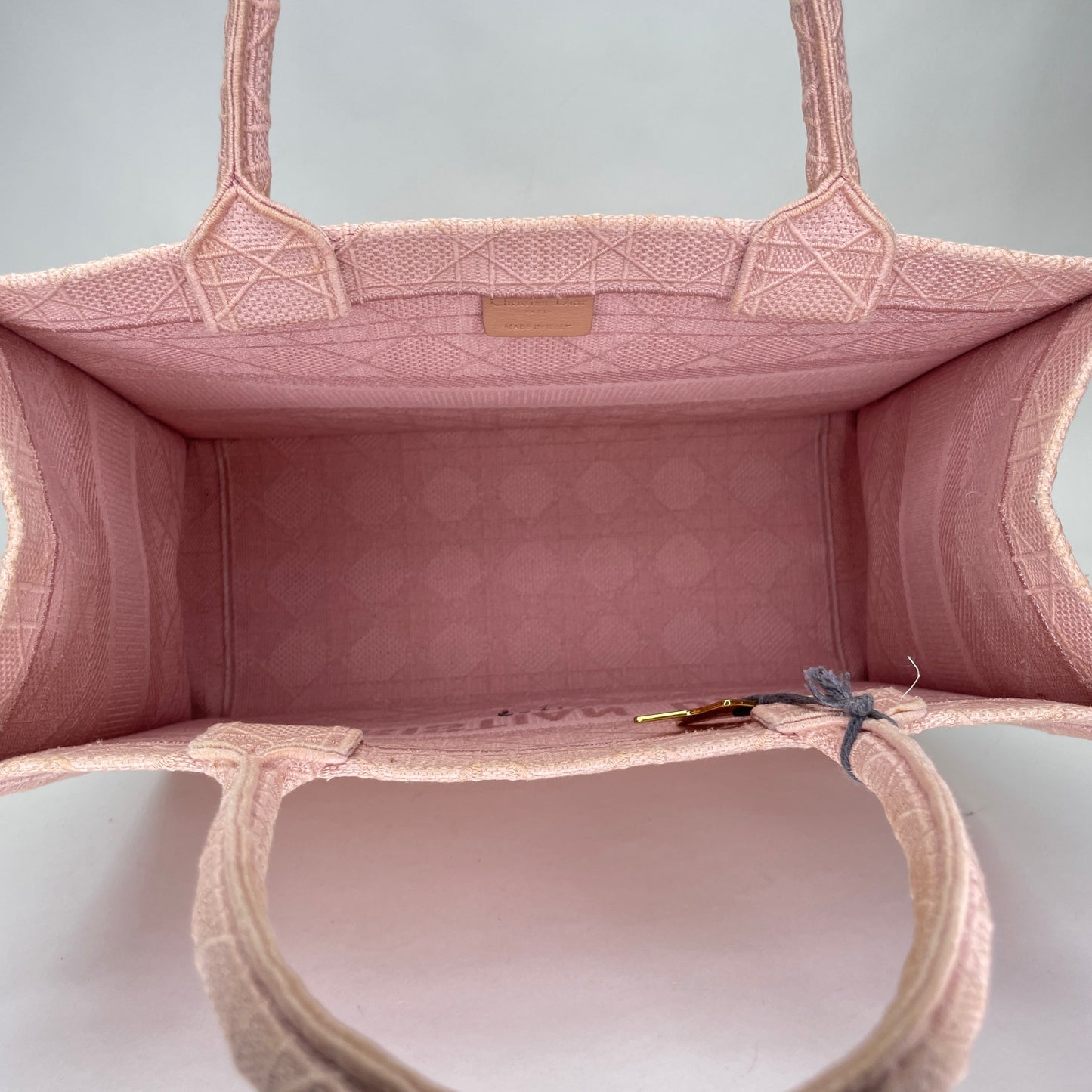 Embroidered Cannage Book Tote Medium Pink Tote Bag in Canvas