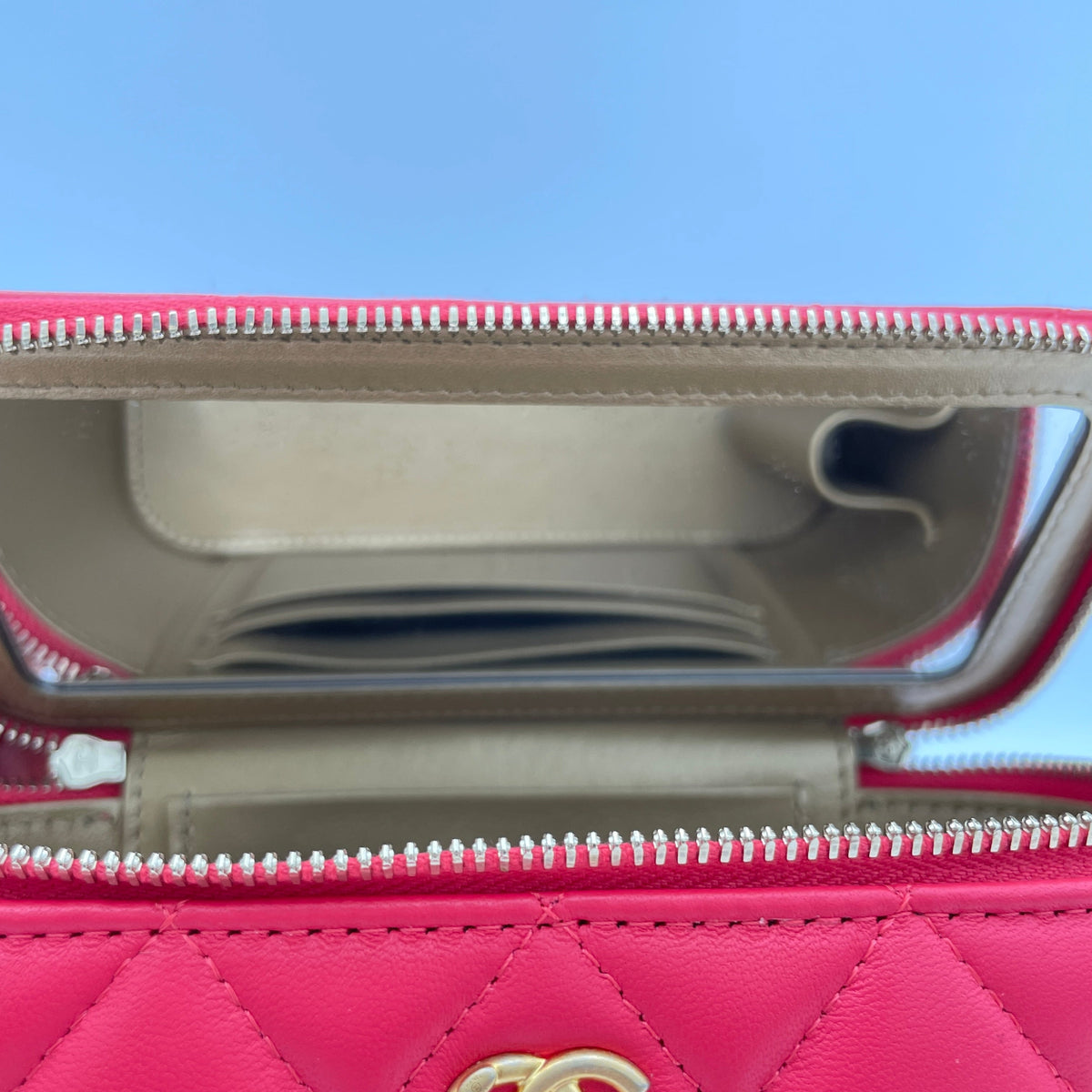 Pearl Crush Pink Vanity Bag in Lambskin, Brushed Gold hardware