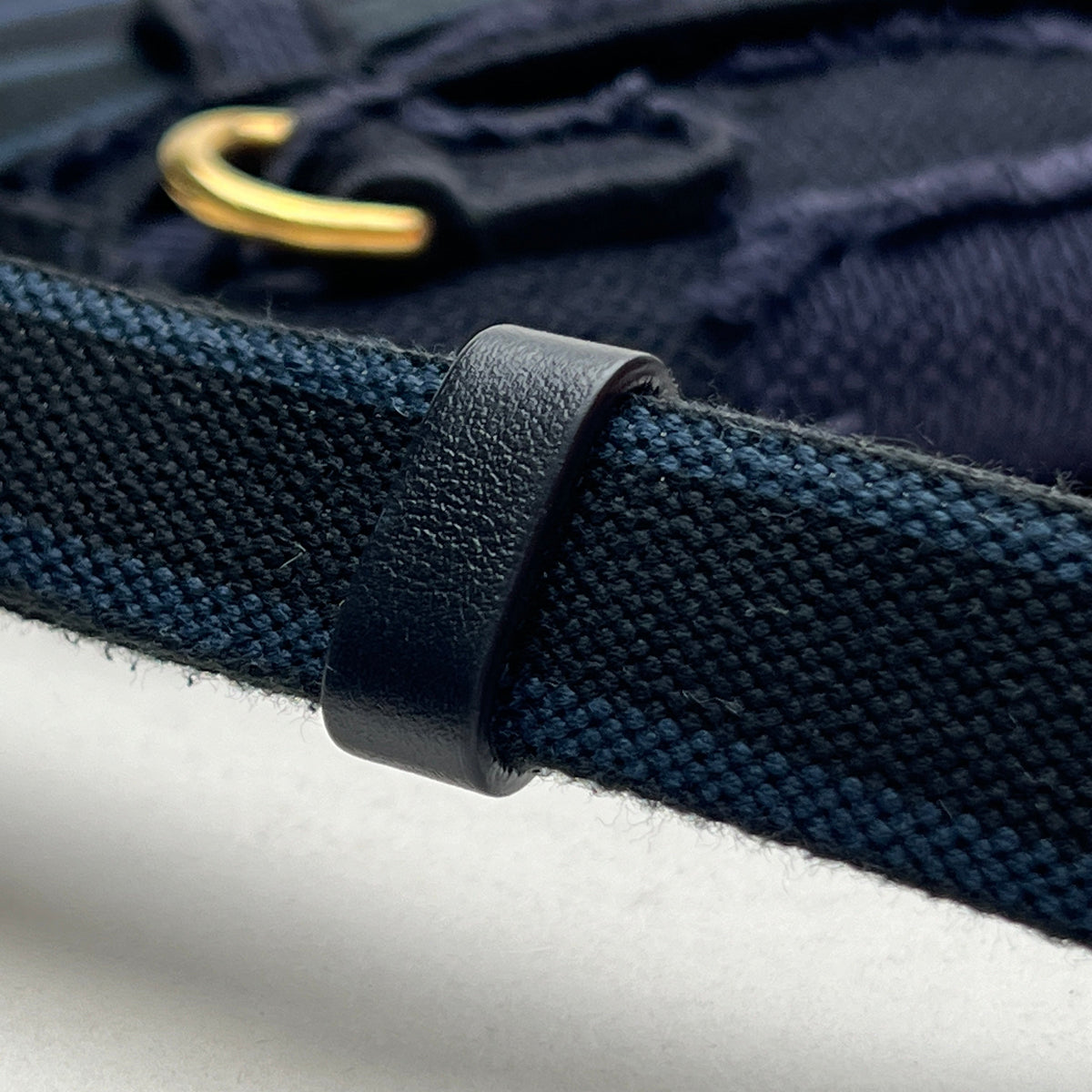 Saddle Navy Belt Bag in Jacquard, Gold hardware