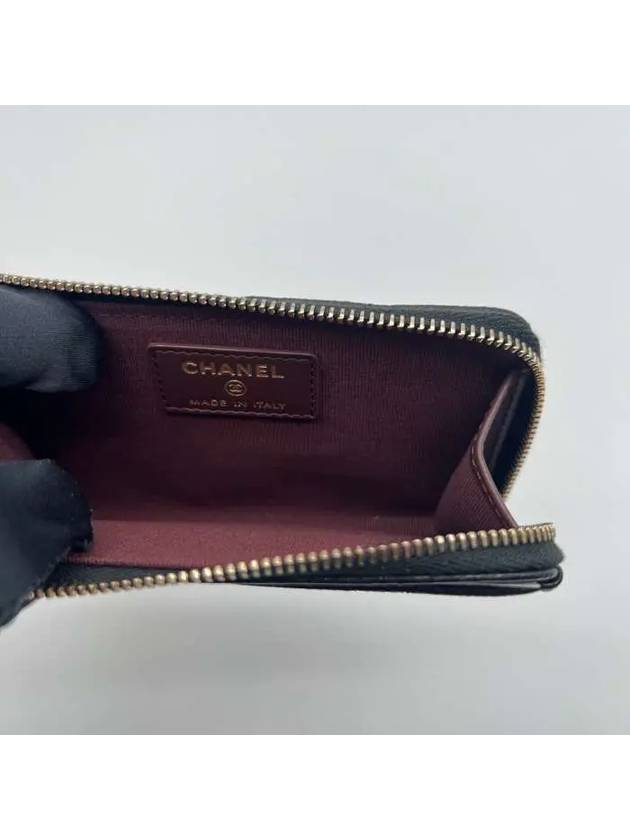 CC Logo Gold Hardware Caviar Zipper Card Wallet Black Chanel
