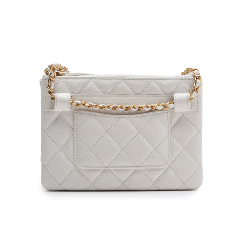 CHANEL CHANEL Matrasse Turn-Lock Coco Charm Chain Waist Bag Caviar S White West Bag West Bag Ladies West Bag Delivery Ladies West Bag Ladies Online
