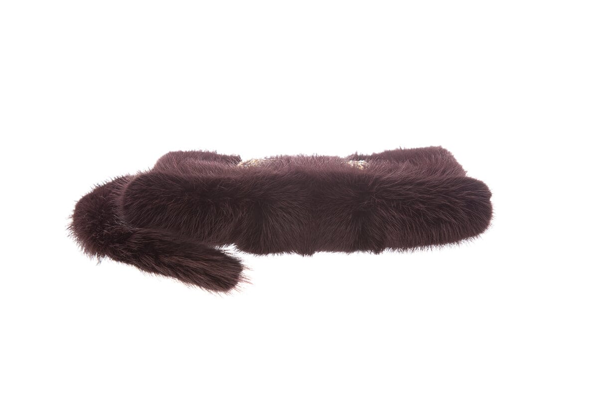 Gucci F/W 2004 By Tom Ford Burgundy Mink & Crystal Wolf Head Clutch