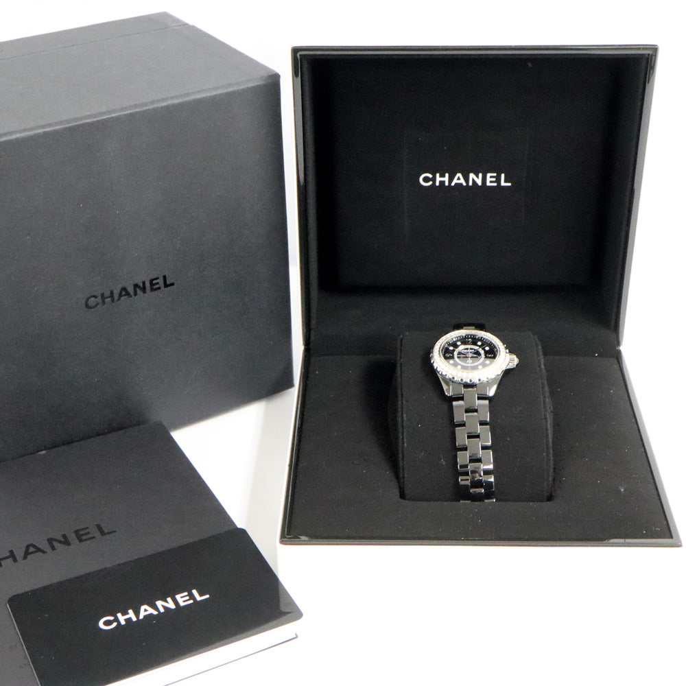 CHANEL J12 29MM H2571 Black Ceramic Diamond Beezel Black 8P Diamond Quartz Watch