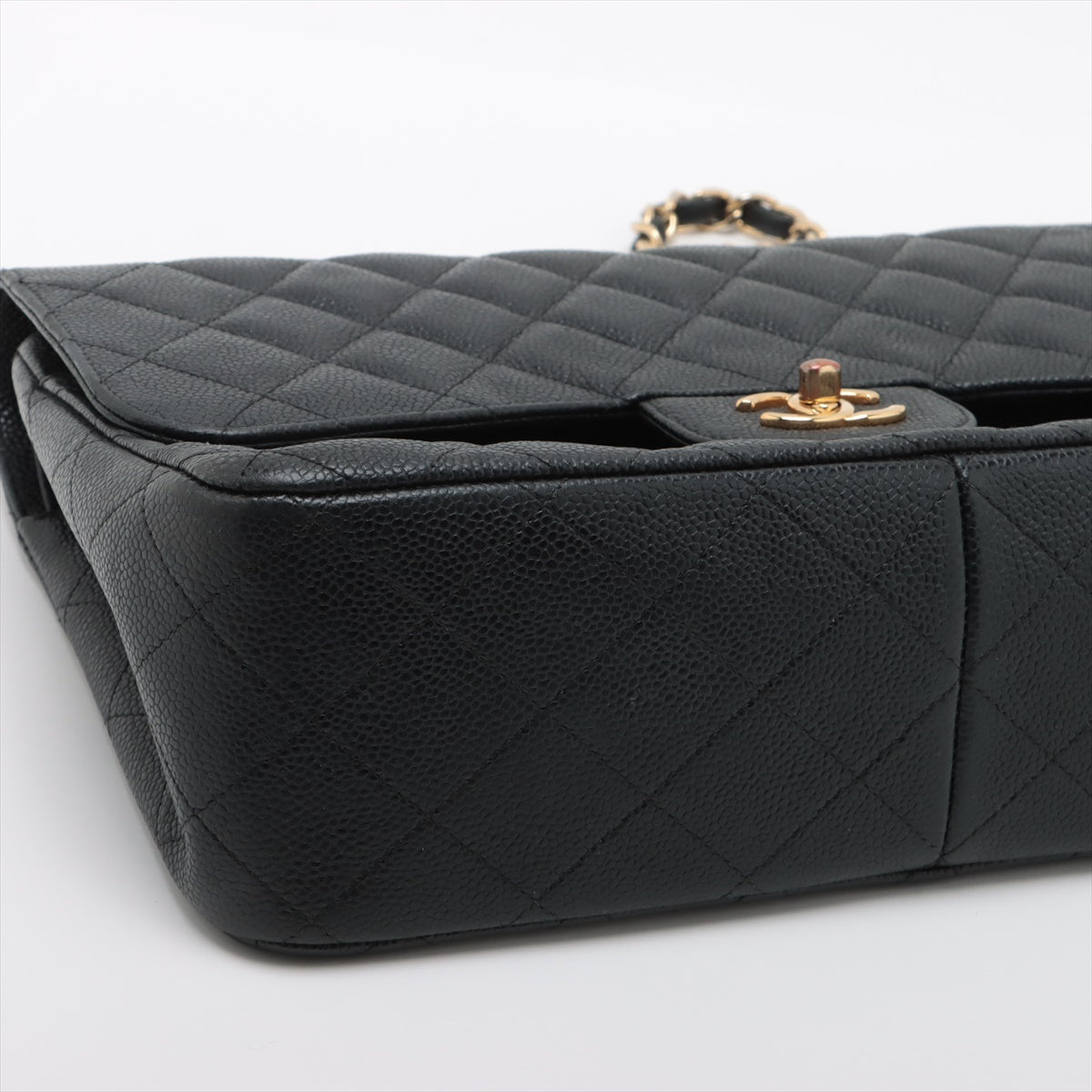 CHANEL DECAMATRASE Caviar S Double Flap Double Chain Bag Black G 14th
