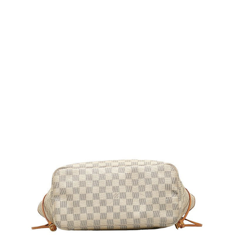 Louis Vuitton Damier Azur Neverfull MM Azur Tote Bag N41361 White PVC Leather Louis Vuitton