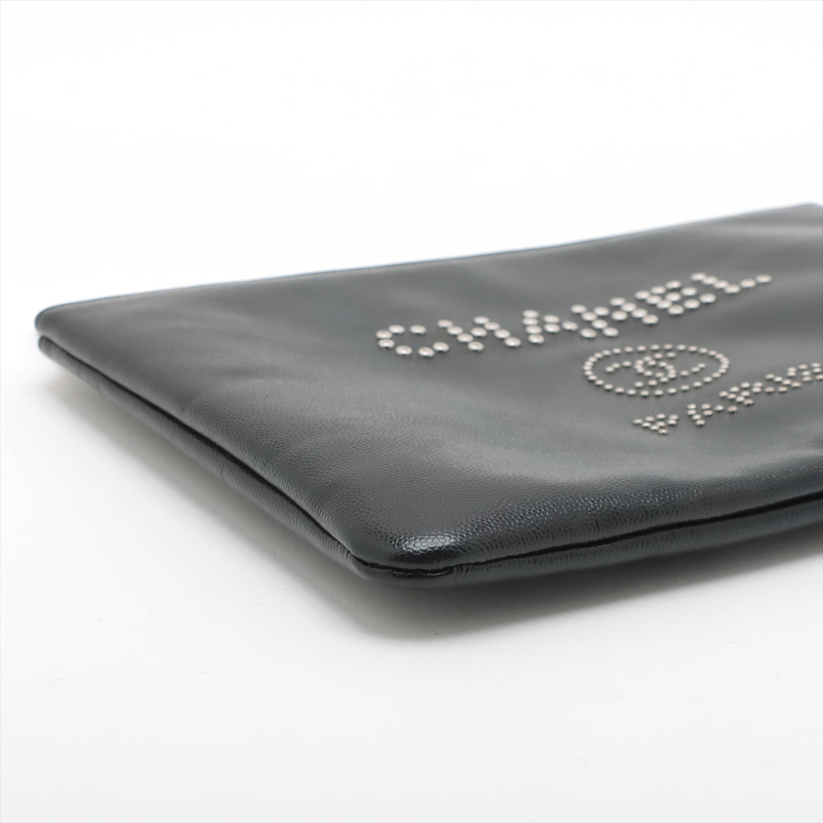 Chanel Deauville Caviar S Clutch Bag Black Silver 25th ing