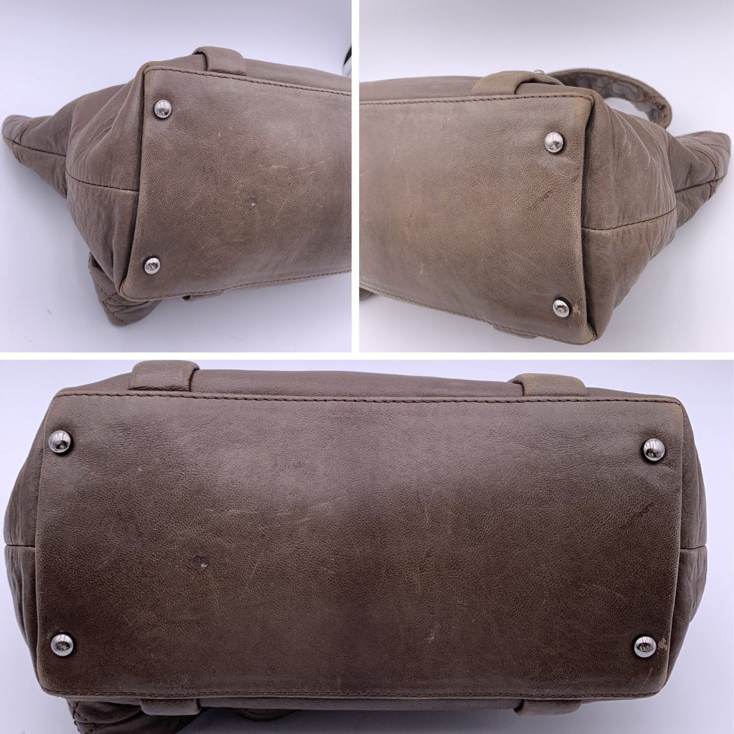 CHANEL Brown Leather Sticth Mademoiselle 8 Knots Tote Bag