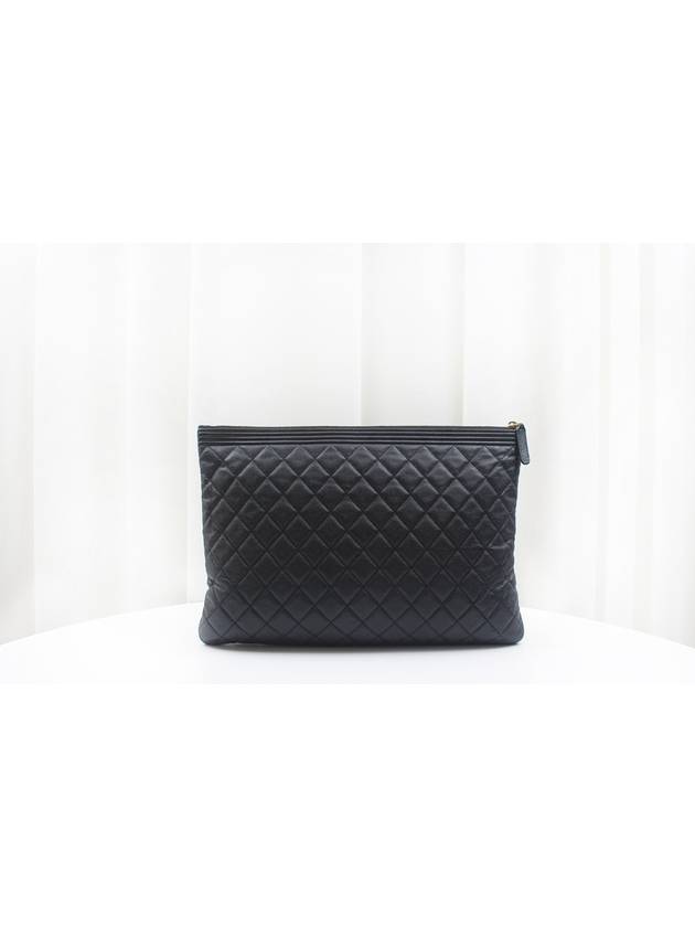 Boy Clutch Large Caviar Black Gold Plated 25th A84407 Chanel