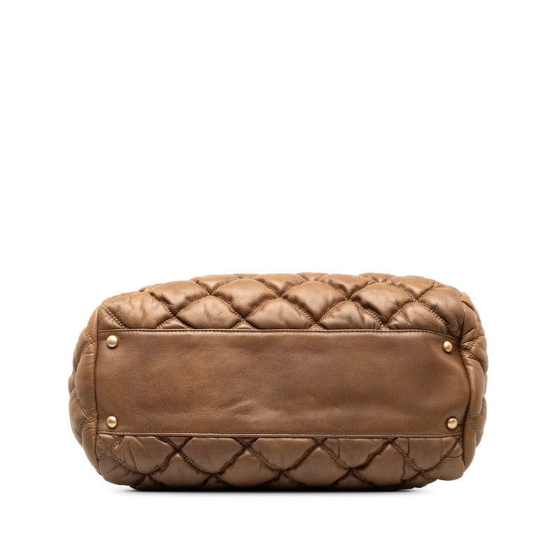 Chanel Coco Bubble Kilt Chain Shoulder Bag Brown Chanel