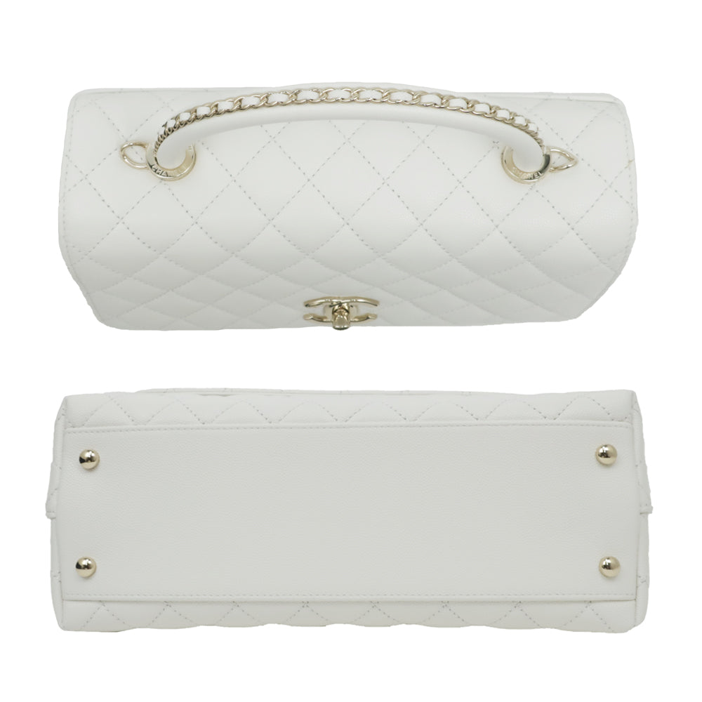 Chanel Coco Handle 29 Cabia S Handbag White Shoulder G A92991