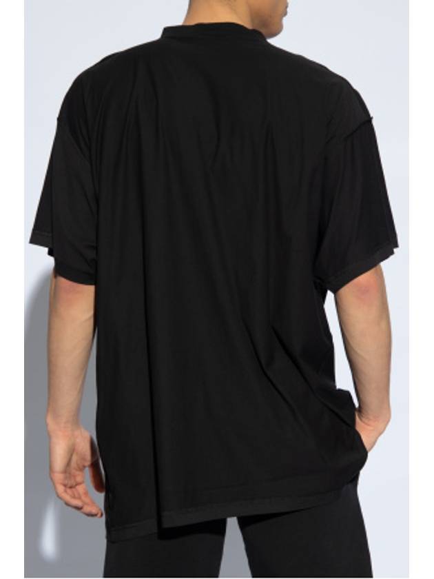 Luxury Balenciaga Logo Print Short Sleeve T-Shirt Black